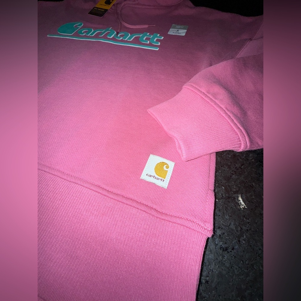 NEW CARHARTT PINK TENCEL™ FIBER SERIES LOOSE FIT GRAPHIC SOFT HOODIE SZ SMALL - Picture 7 of 14
